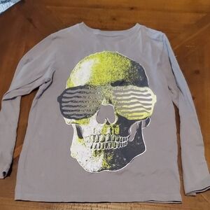Place Gray Tee with Neon Skull Design